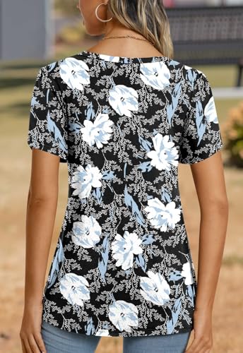 2025 Womens Tops Summer Short Sleeve V Neck Tunic T-Shirts Blouse S-4XL