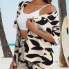 Women's 2 Piece Outfits Kimono Style Tropical Print Cover Ups Half Sleeve Blouse Shorts Set Summer Beachwear （S-XL）