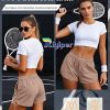 3 Pack Women's Waffle Knit Shorts Cotton Drawstring Lounge Summer Comfy Casual Shorts with Pockets