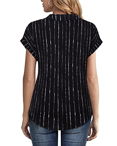 Women's Short Sleeve Chiffon Blouses for Office Work Business Attire Collared Shirts