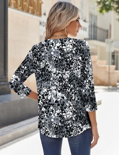51bZnPpmfL.jpg 3/4 Sleeve Tops for Women Crew Neck Blouses Pleated Casual Shirts Fall Work Clothes 2025