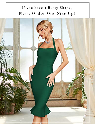 Women's V Neck Halter Fishtail Bandage Bodycon Dress Party