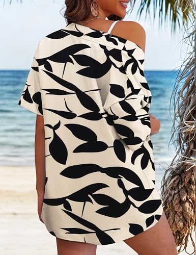 Women's 2 Piece Outfits Kimono Style Tropical Print Cover Ups Half Sleeve Blouse Shorts Set Summer Beachwear （S-XL）