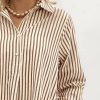 Womens Striped Shirt Mini Dress Long Sleeve Collared Ruffle Hem Button Up Tunic Flowy Swing Dresses