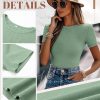 3 Pack Women's Ribbed T-Shirts, Cotton Short Sleeve Basic Tees Crewneck Fitted Tops Casual Shirts 2025 Summer Trendy