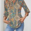 Women's 2025 Fashion Tops 3/4 Length Sleeve Business Casual Blouses Summer Tees Shirts S-4X